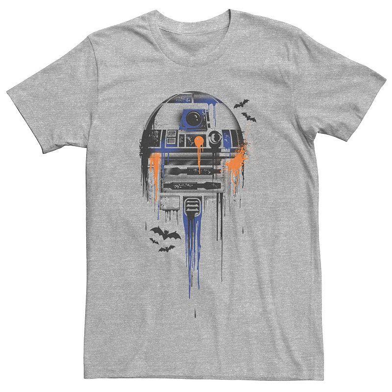 Mens Star Wars R2-D2 Halloween Paint Splatter Graphic Tee Athletic Grey Product Image