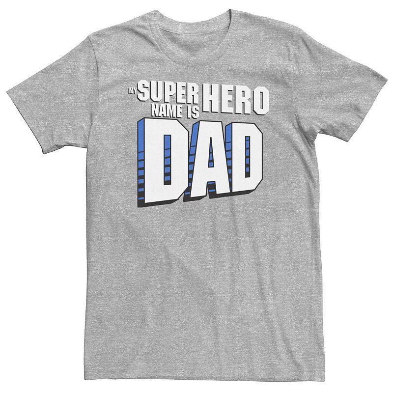 Big & Tall Fathers Day My Superhero Name Is Dad Tee, Mens Athletic Grey Product Image