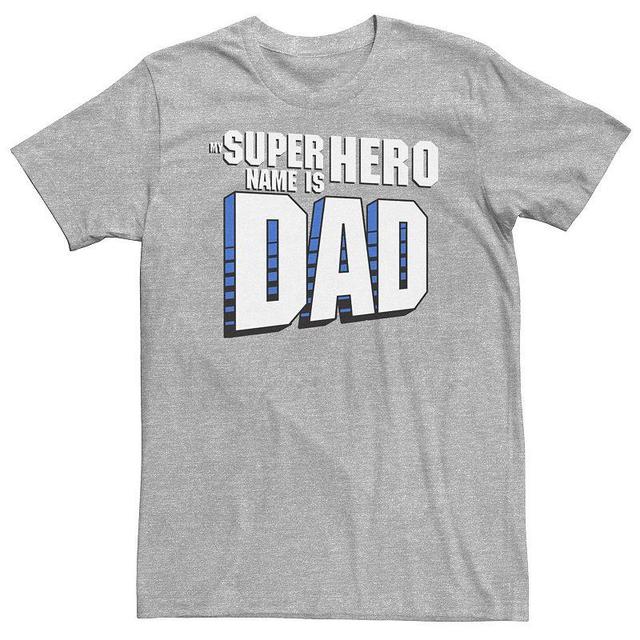 Big & Tall Fathers Day My Superhero Name Is Dad Tee, Mens Athletic Grey Product Image