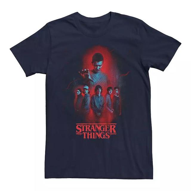 Mens Stranger Things Red Lights Poster Graphic Tee Blue Product Image