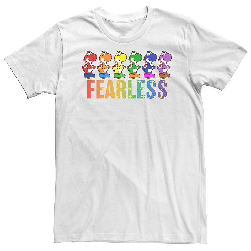 Big & Tall Super Mario Pride Yoshi Fearless Rainbow Line Up Tee, Mens Product Image