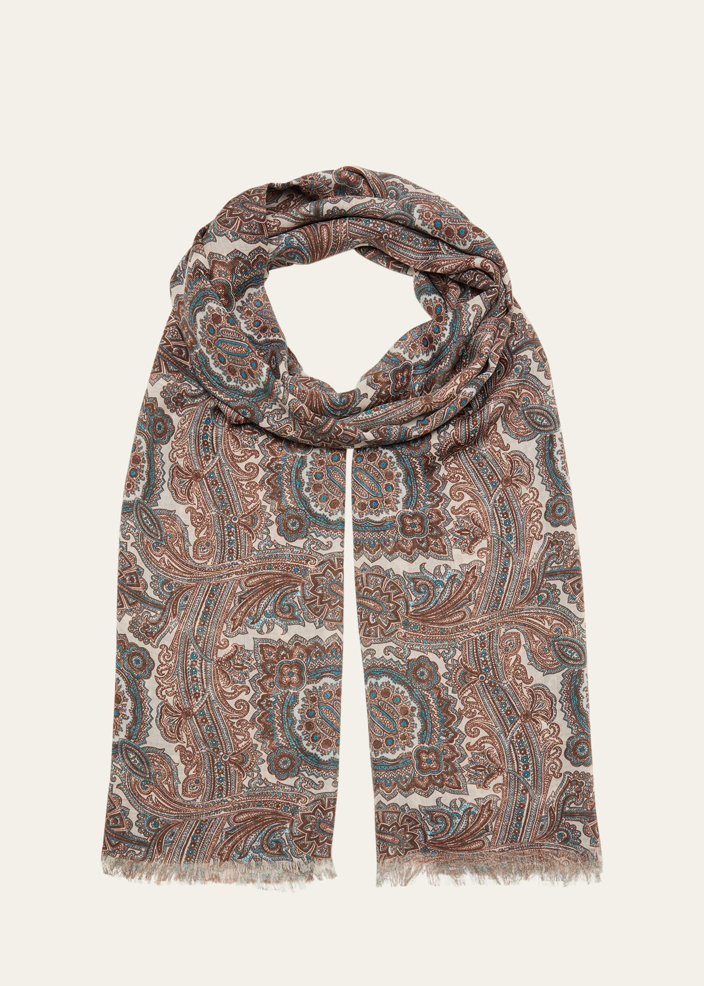 Mens Cashmere and Silk Paisley-Print Scarf Product Image