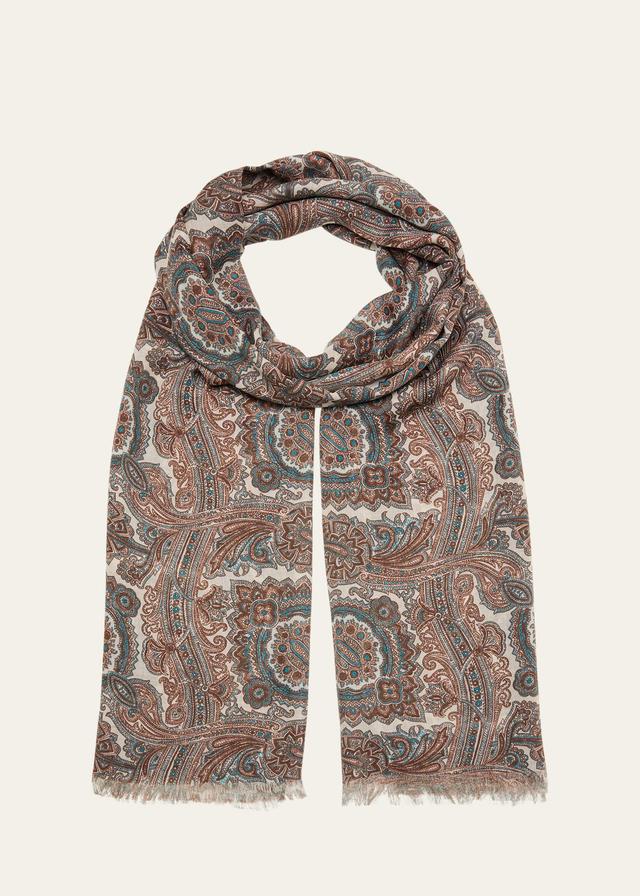 Mens Cashmere and Silk Paisley-Print Scarf Product Image