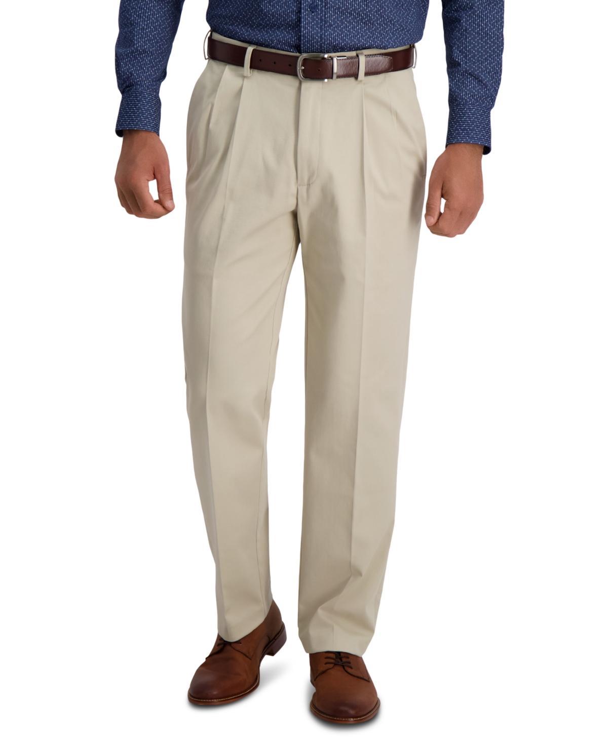 Haggar Mens Iron Free Premium Khaki Classic-Fit Pleated Pant Product Image