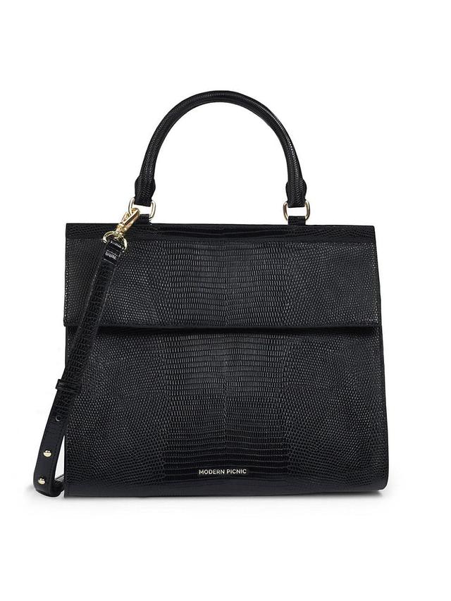 Womens The Larger Luncher Lizard-Embossed Vegan Leather Bag Product Image