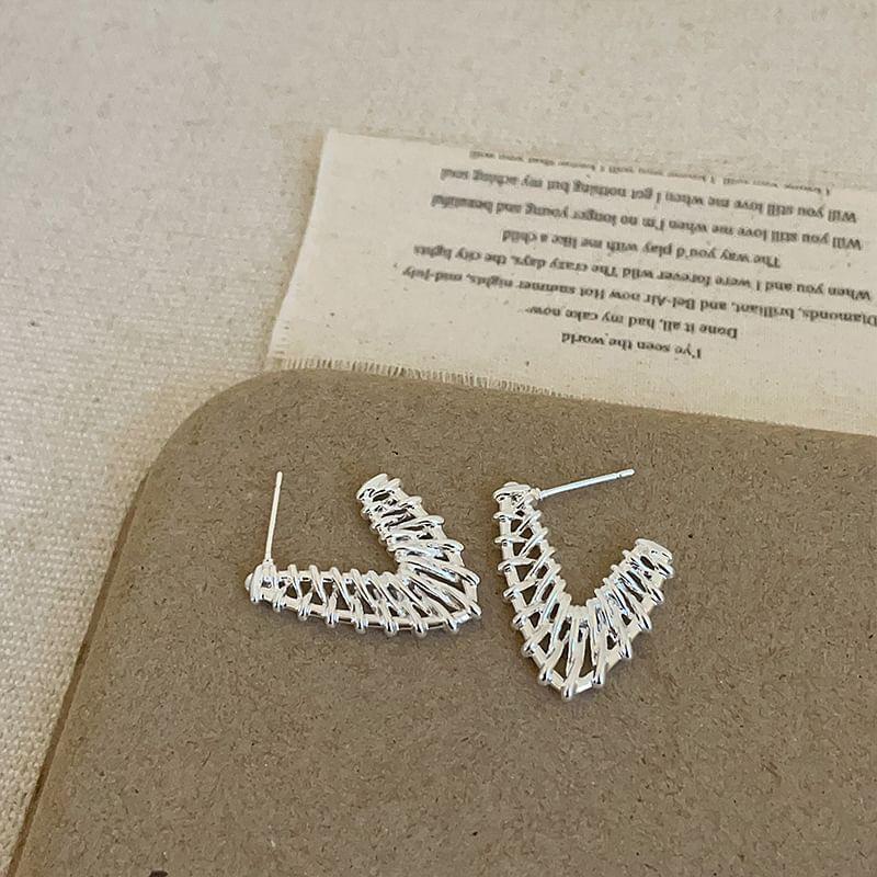 925 Sterling Silver Heart Drop Earring Product Image