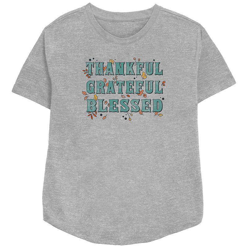 Womens Thankful Grateful Blessed Relaxed Fit Graphic Tee Athletic Grey Product Image