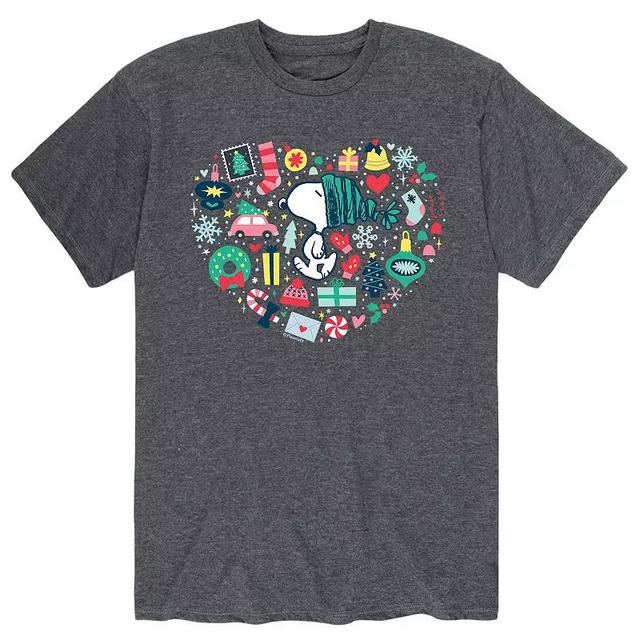 Mens Peanuts Holiday Heart Tee Heather Grey Product Image