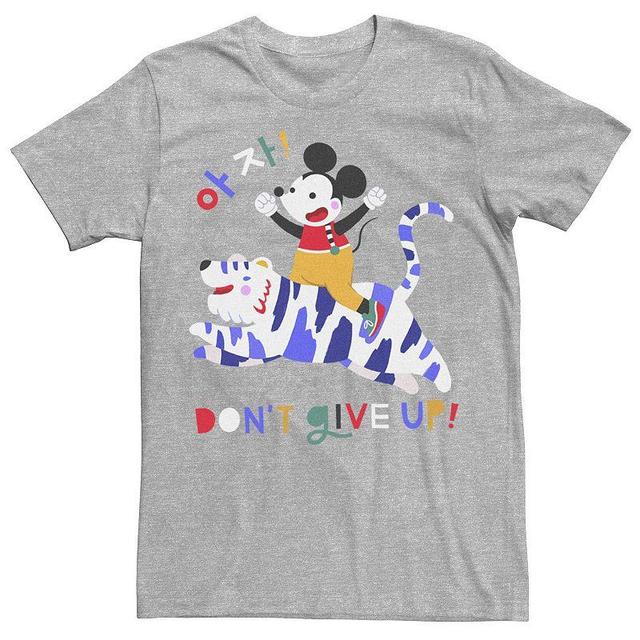 Disneys Mickey Mouse Classic Dont Give Up! Riding Tiger Mens Tee Athletic Grey Product Image