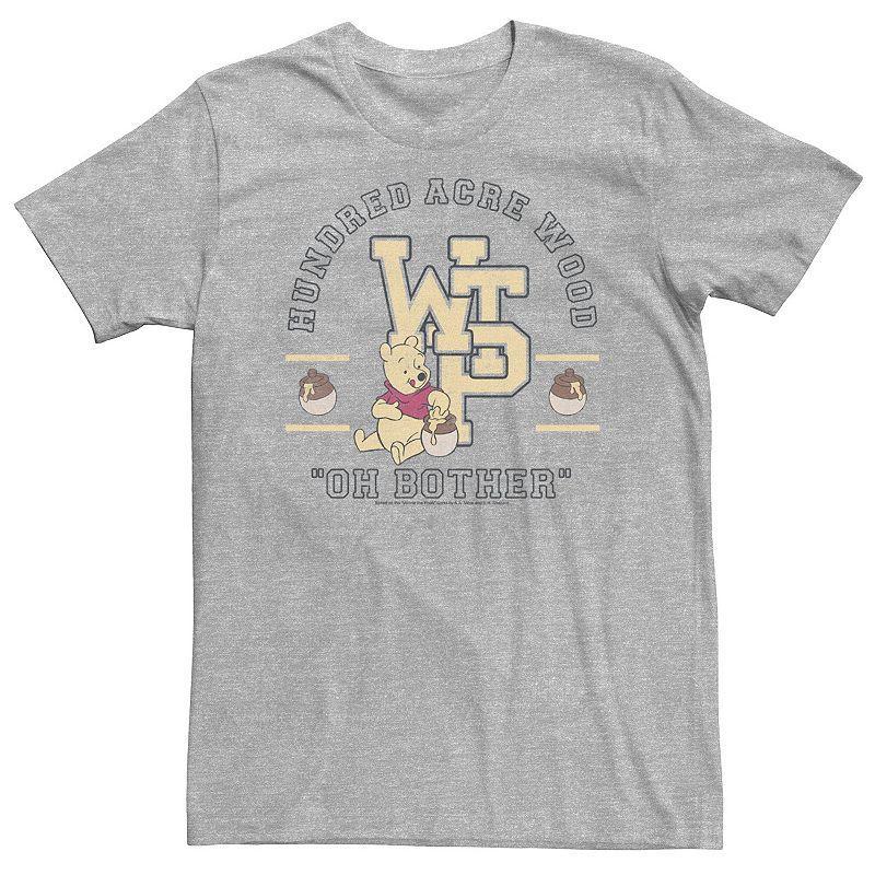 Disneys Winnie The Pooh Big & Tall Hundred Acre Wood Collegiate Tee, Mens Athletic Grey Product Image