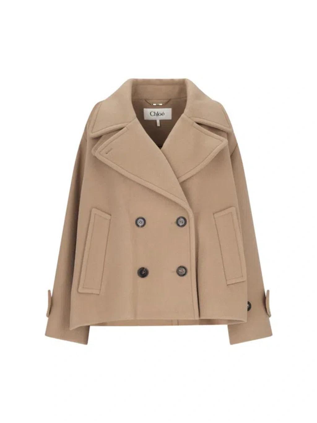 Double-breasted Jacket In Brown Product Image