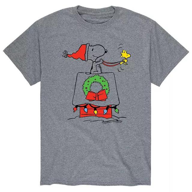 Mens Peanuts Snoopy Sleigh Tee Athletic Grey Product Image