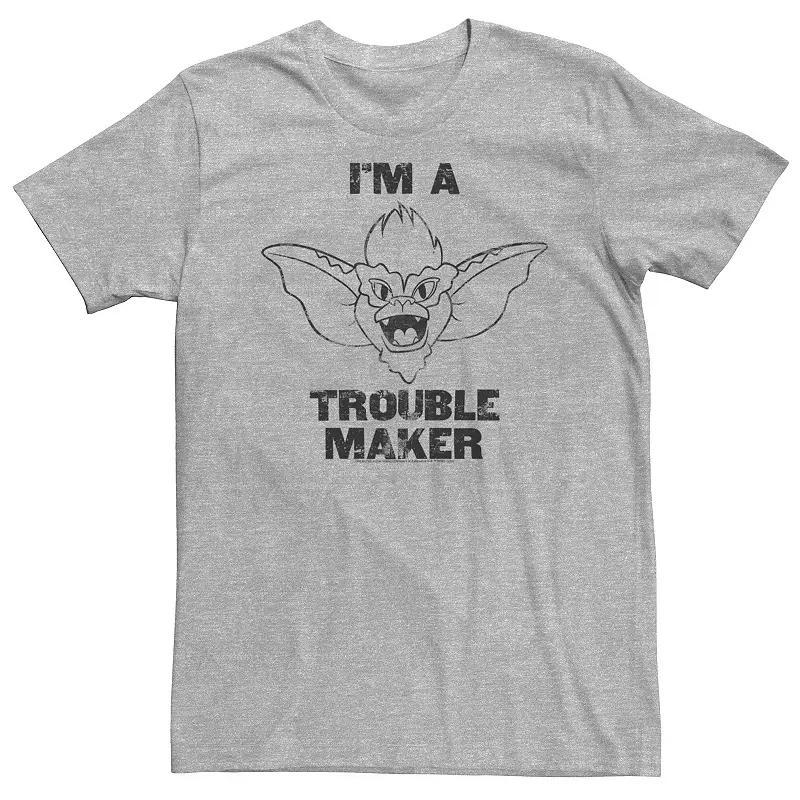 Big & Tall Gremlins Im A Trouble Maker Tee, Mens Athletic Grey Product Image