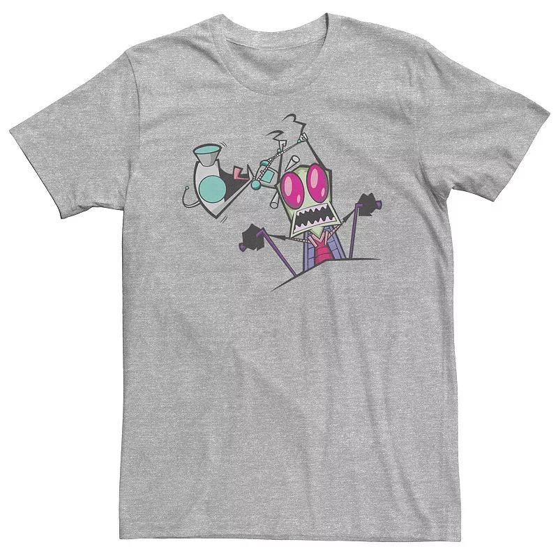 Big & Tall Nickelodeon Invader Zim Gir Pulling Zims Antennas Portrait Tee, Mens Athletic Grey Product Image