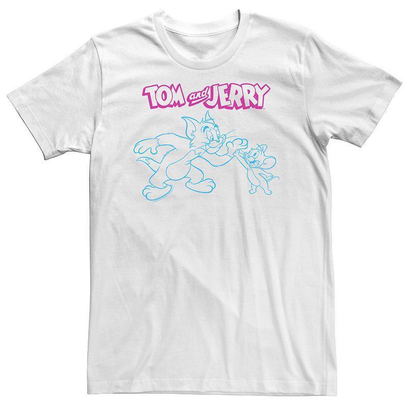 Big & Tall Tom And Jerry High Five Line Art Tee, Mens Product Image