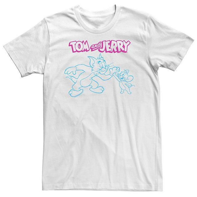 Big & Tall Tom And Jerry High Five Line Art Tee, Mens Product Image