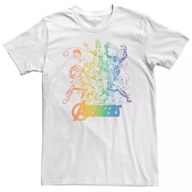 Big & Tall Marvel Avengers Pride Rainbow Gradient Outline Tee, Mens Product Image