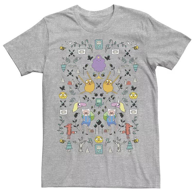 Mens Adventure Time Character Icon Collage Tee Grey Product Image