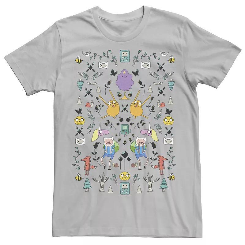 Mens Adventure Time Character Icon Collage Tee Grey Product Image