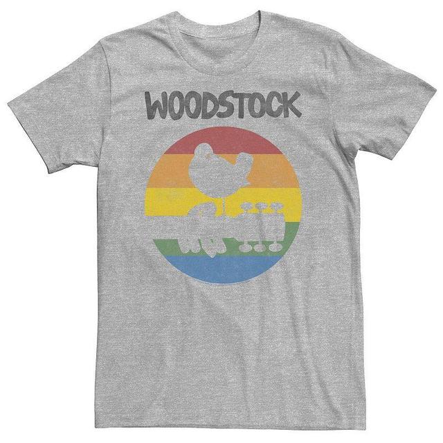 Big & Tall Woodstock Rainbow Striped Silhouette Tee, Mens Athletic Grey Product Image