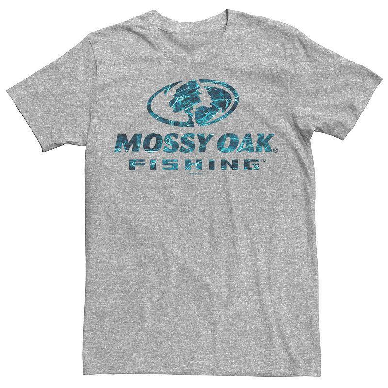 Mens Mossy Oak Fishing Blue Water Surface Logo Graphic Tee Athletic Grey Product Image