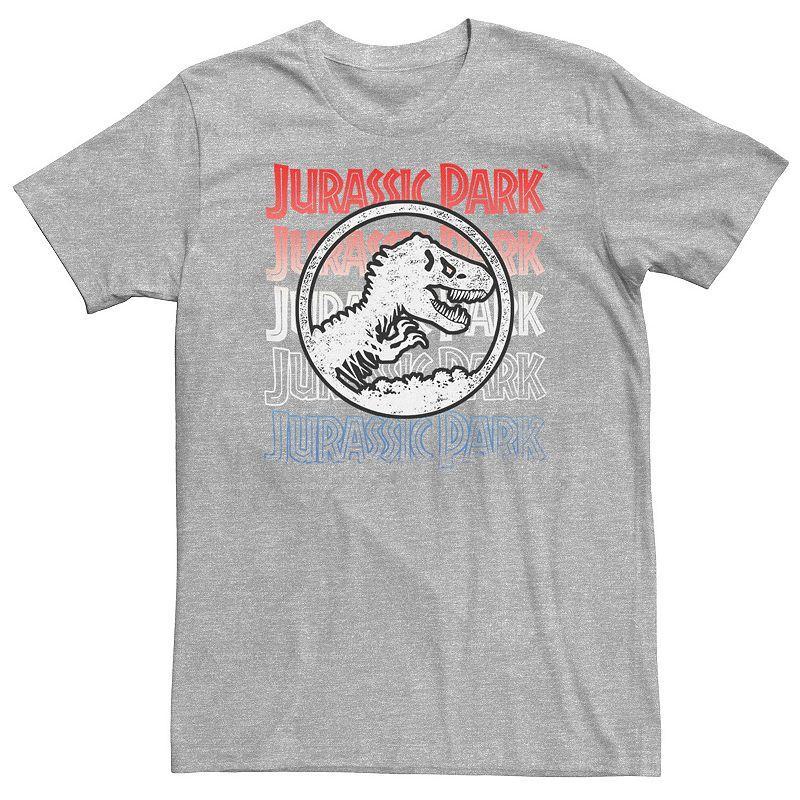 Big & Tall Jurassic Park Red White & Blue Graphic Tee, Mens, Size: 3XL, Med Grey Product Image