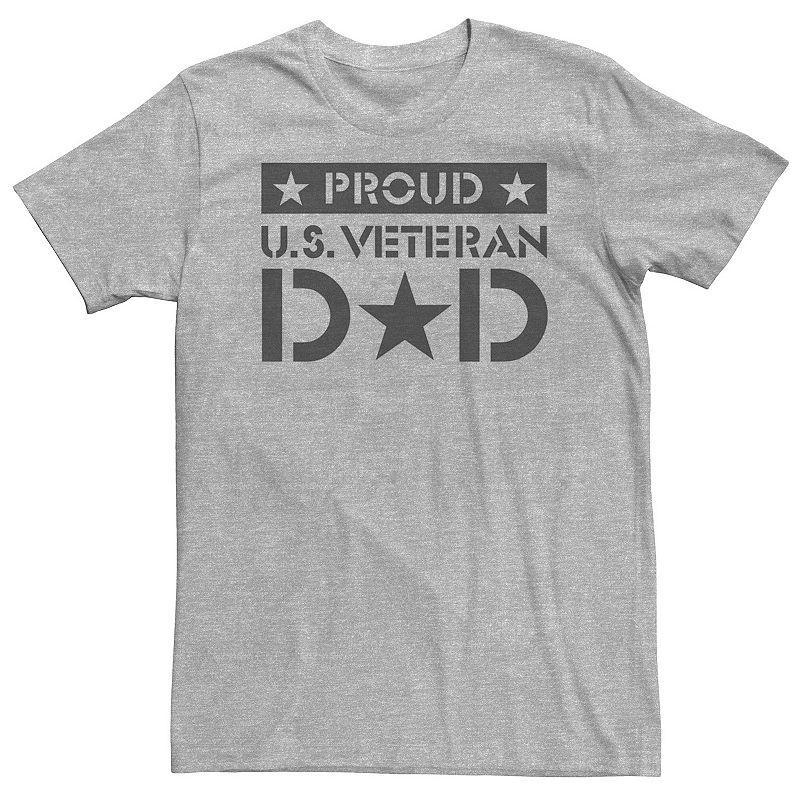 Big & Tall Fathers Day Proud U.S. Veteran Dad Star Tee, Mens, Size: 3XL Tall, Med Grey Product Image