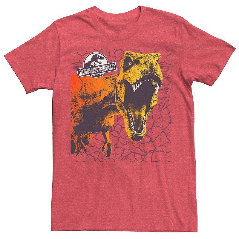 Mens Jurassic World Two T-Rex Color Pop Cracks Tee Grey Product Image