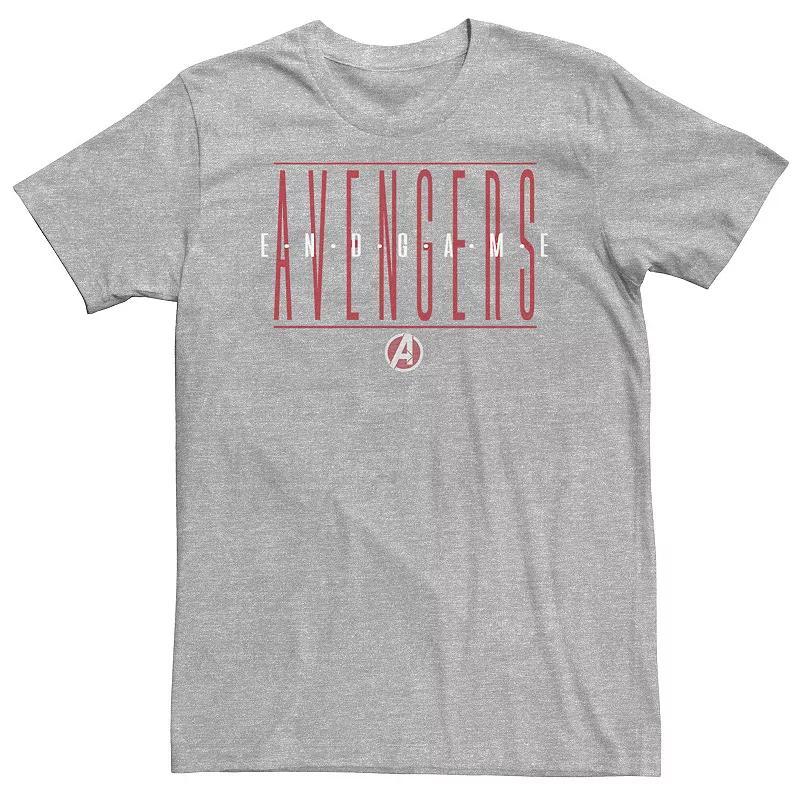 Big & Tall Marvel Avengers Strikethrough Text Tee, Mens Athletic Grey Product Image