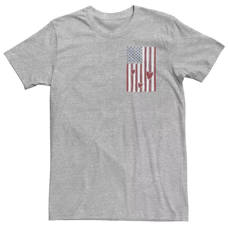 Big & Tall American Flag Of Love Left Chest Logo Tee, Mens Athletic Grey Product Image