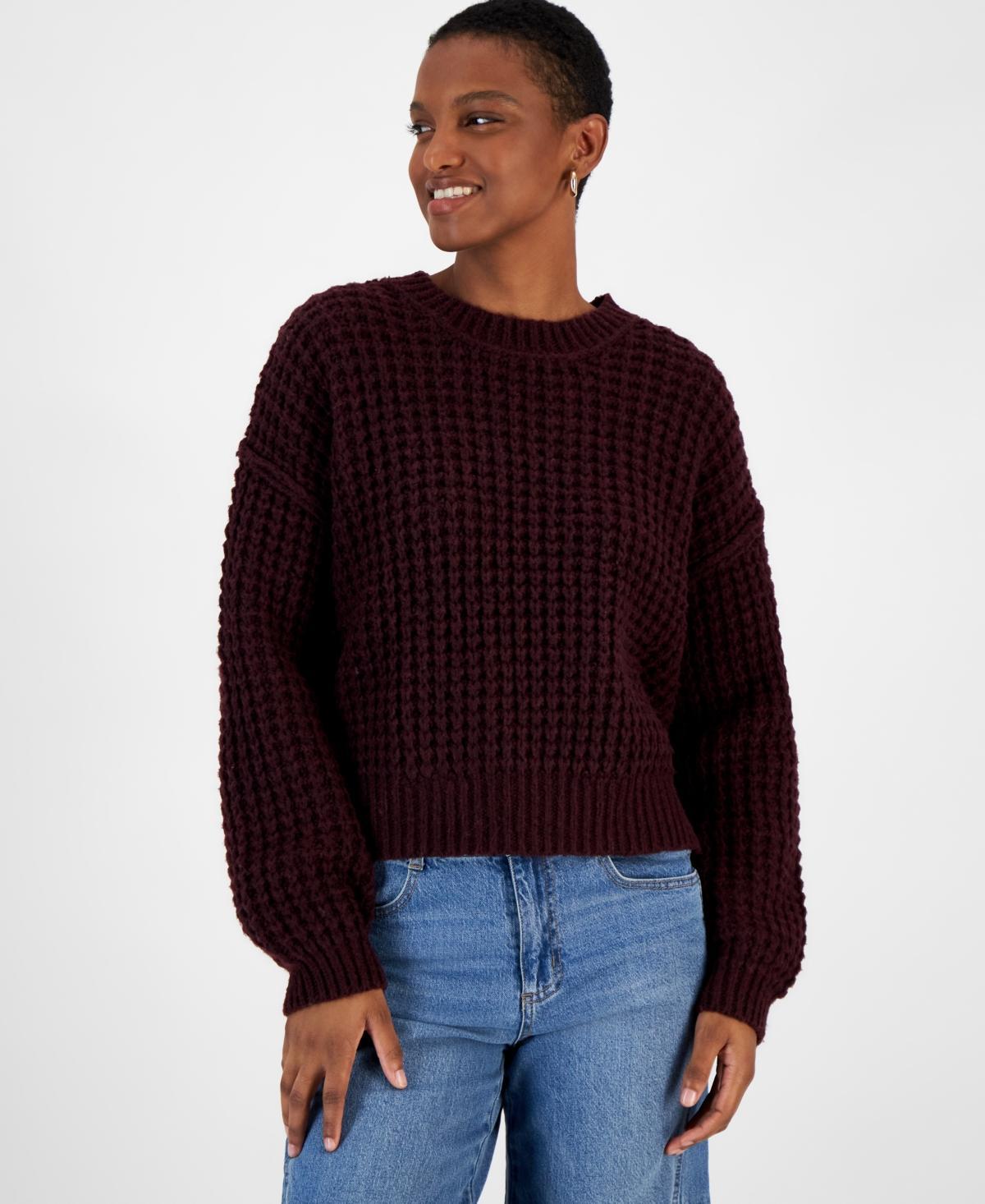 And Now This Womens Textured Waffle Knit Crewneck Sweater, Created for Macys Product Image