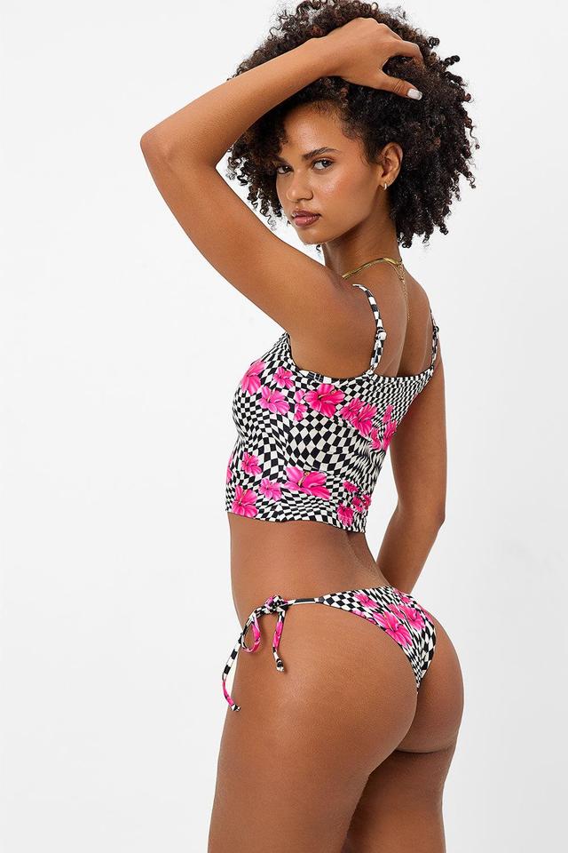 Keira Shine Cheeky Bikini Bottom - Black Morrison Hibiscus Product Image