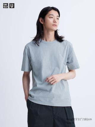 Mens Crew Neck T-Shirt Blue Medium UNIQLO US Product Image