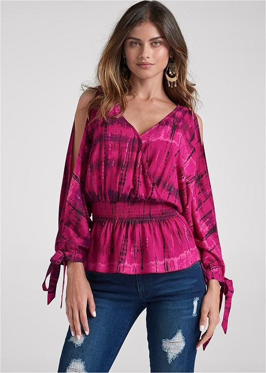 Tie Dye Cold-Shoulder Top Product Image