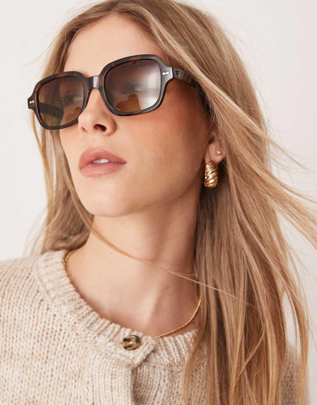 ASOS DESIGN square sunglasses in tort Product Image