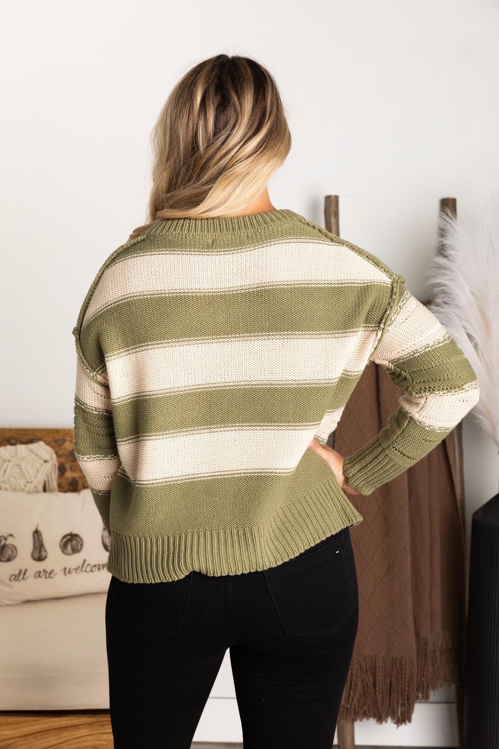 Distressed Detail Bold Stripes Sweaters Product Image