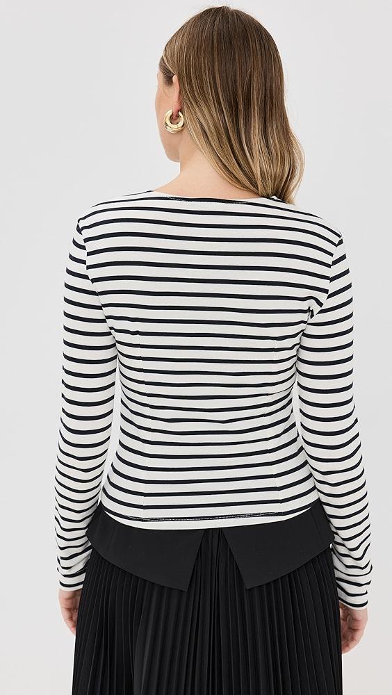 A.W.A.K.E. MODE Striped Fitted Top with Lip Applique | Shopbop Product Image