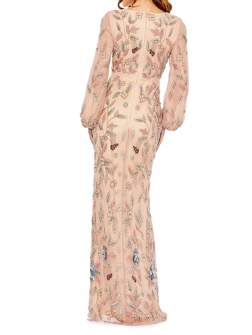 Floral Beaded Column Gown Product Image