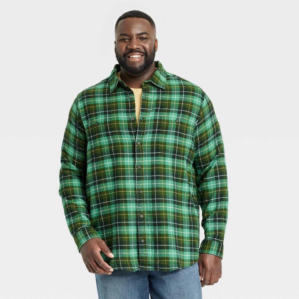 Mens Big & Tall Mid-Weight Flannel Long Sleeve Button-Down Shirt - Goodfellow & Co Glade 4XLT Product Image