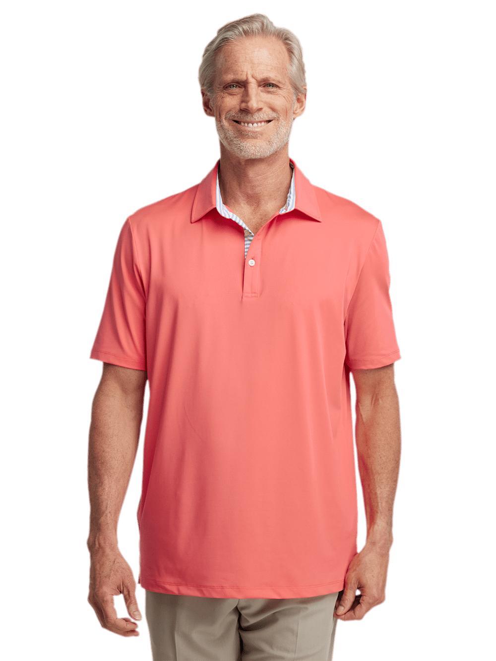 Performance Blend Three Button Polo - Bright Coral Product Image