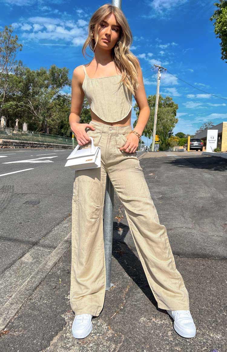 Lioness Miami Vice Wheat Linen Pant Product Image