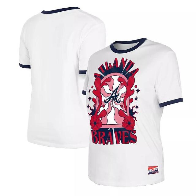 New Era Womens White Atlanta Braves Oversized Ringer T-Shirt Product Image