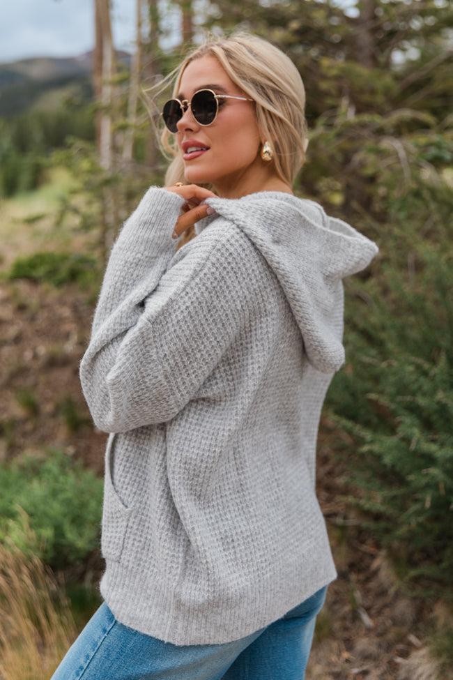 Found Your Love Grey Oversized Waffle Hooded Sweater Product Image