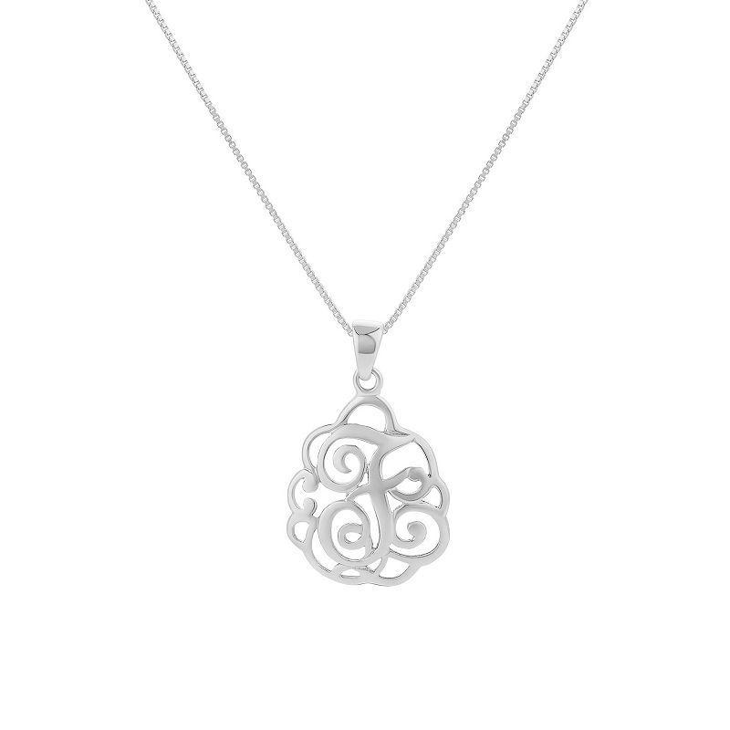 PRIMROSE Sterling Silver Monogram Initial Pendant Necklace, Womens Silver Tone H Product Image