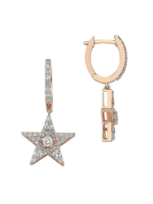 Womens Star Light Sirius 14K Rose Gold & 1.47 TCW Diamond Star Drop Earrings Product Image