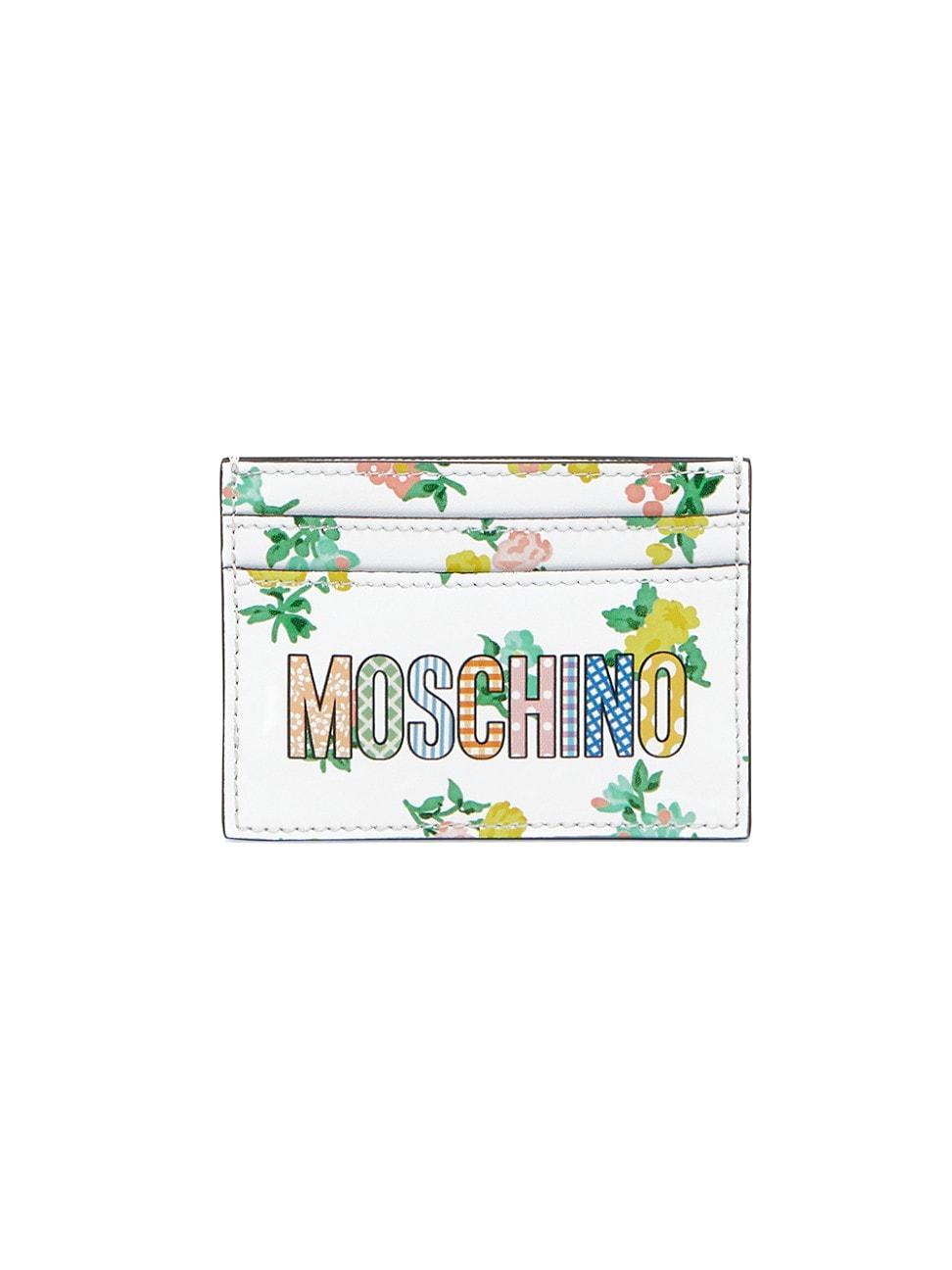 Womens Logo Floral-Print Leather Cardholder Product Image