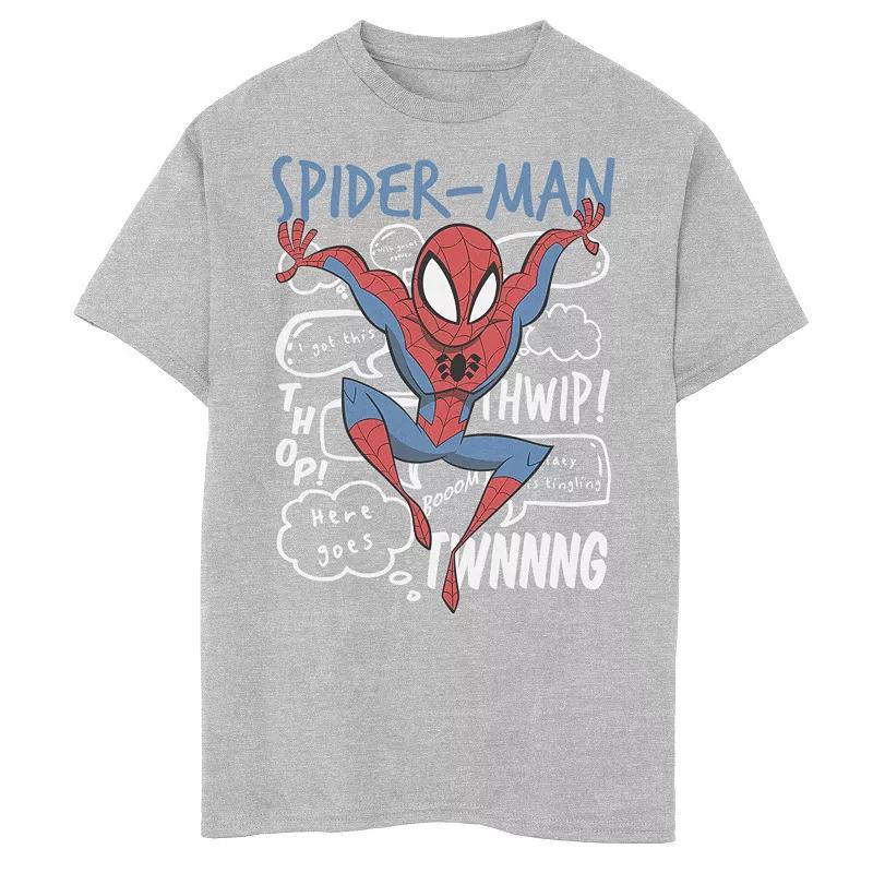 Boys 8-20 Marvel Spider-Man Action Pose Comic Sound Effects Graphic Tee, Boys Blue Product Image