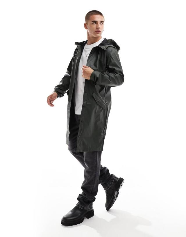 Jack & Jones rubberized raincoat in khaki Product Image