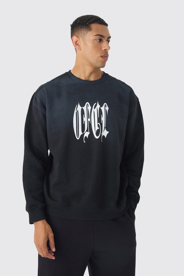 Washed Blurred Ofcl Print Sweatshirt | boohooMAN USA Product Image