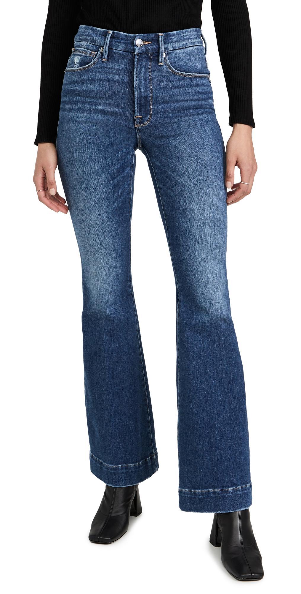 Good American Good Legs Flare Deep V Back Jeans Blue843 2 Product Image